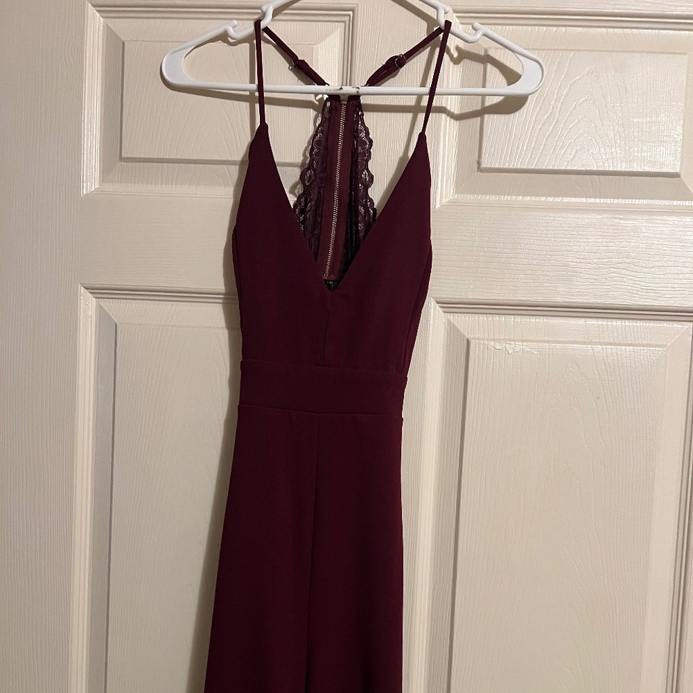 maroon jumpsuit